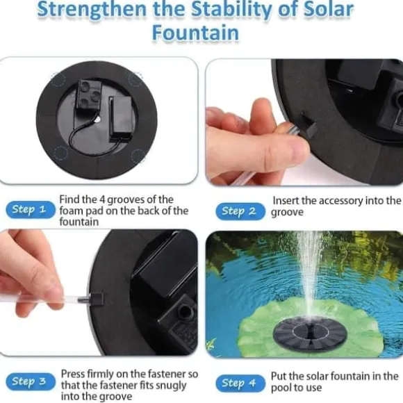 Vand Springvand Soldrevet 13cm Solar Springvand Vandfontæne Udendørs Sort