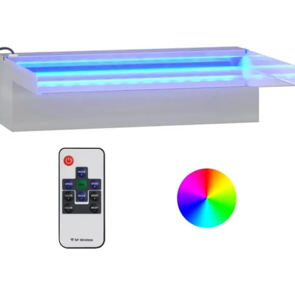 Vandfald med LED RGB-farver i rustfrit stål - Dekorativ havedam | Størrelse: 30 cm