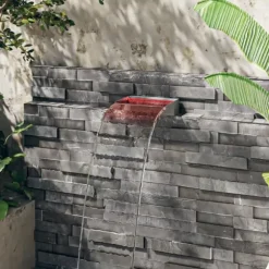Vandfald med LED RGB-farver i rustfrit stål - Dekorativ havedam | Størrelse: 30 cm