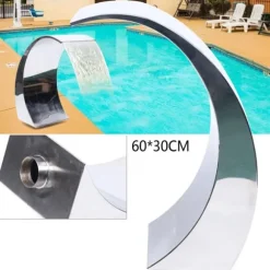 Vandfald til pool og havedam - Vandblad i rustfrit stål 304 - Moderne design - Nem montering - Rustfri - Lav vedligeholdelse - Sølv