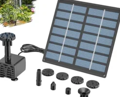Vandfontæne med solceller og 6 sprinklerhoveder Dyser-Solar springvandspumpe