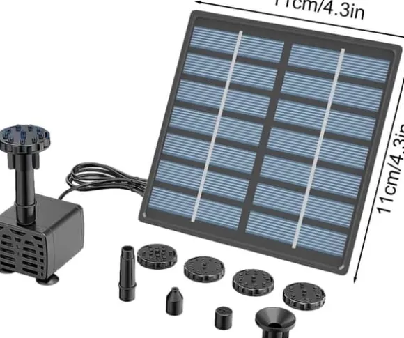 Vandfontæne med solceller og 6 sprinklerhoveder Dyser-Solar springvandspumpe