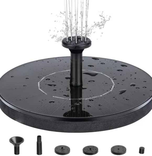 Vandfontæne solcelledrevet 16 cm Sort