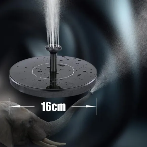 Vandfontæne solcelledrevet 16 cm Sort