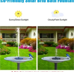 Vandfontæne solcelledrevet 18 cm med hvid LED-belysning