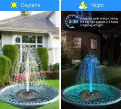 Vandfontæne soldrevet 18 cm med farverig LED-belysning