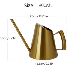 Vandkande - Lille blomsterkande - Rustfrit stål 201 - Lang tud - 900 ml - Moderne design - Lakeret overflade - Guld