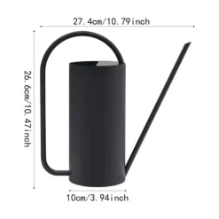 Vandkande - Rustfrit stål 201 - Lang tud - 1,4 L - Til stue- og hængeplanter - Bund Ø10 cm - Sort