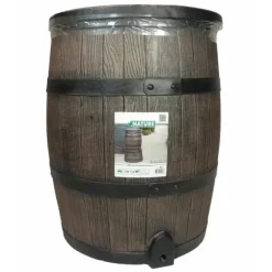 Vandopsamler - NATURE - Regnvandstønde med trælook - Kapacitet 120L - Brun - 50,5x66 cm