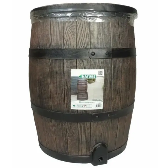 Vandopsamler - NATURE - Regnvandstønde med trælook - Kapacitet 120L - Brun - 50,5x66 cm