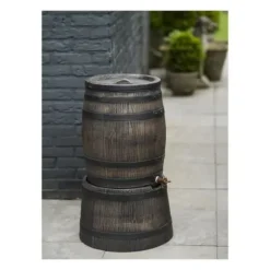 Vandopsamler - NATURE - Regnvandstønde med trælook - Kapacitet 120L - Brun - 50,5x66 cm