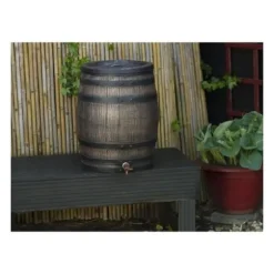 Vandopsamler - NATURE - Regnvandstønde med trælook - Kapacitet 120L - Brun - 50,5x66 cm