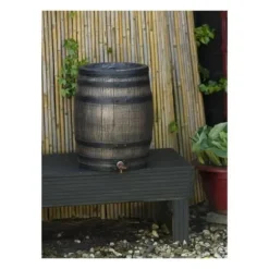 Vandopsamler - NATURE - Regnvandstønde med trælook - Kapacitet 120L - Brun - 50,5x66 cm