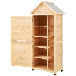 Vandtæt udendørs træopbevaringsskur 28x63 tommer, haveredskabsskur, holdbar og rummelig, perfekt til haven.