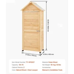 Vandtæt udendørs træopbevaringsskur 28x63 tommer, haveredskabsskur, holdbar og rummelig, perfekt til haven.
