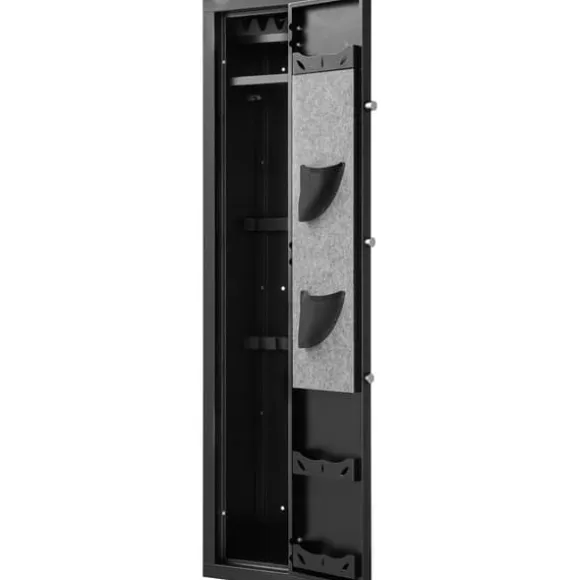Våbenskab - Riffelskab med Fingeraftryk - Brandsikkert Koldvalset Stål - Biometrisk Kodelås - Justerbare Hylder - Til Rifler og Pistoler