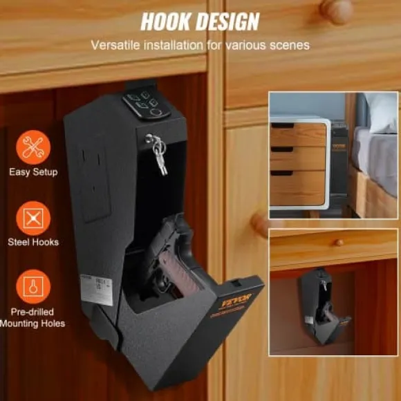 Våbenskab, 37x19x8,6 cm, Sort, Biometrisk Stålopbevaring
