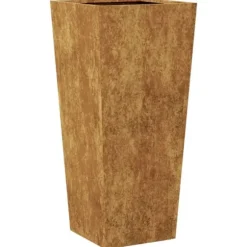 Vejrbestandig havekrukke i stål - Plantekasse | Størrelse: 35x35x75 cm | Farve: Brun