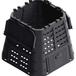 Vejrbestandig kompostbeholder 480 liter - Kompakt design | Farve: Sort | Størrelse: 93,3x93,3x80 cm