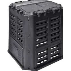 Vejrbestandig kompostbeholder 360 L til haven | Farve: Sort | Størrelse: 68,9x68,9x83,9 cm