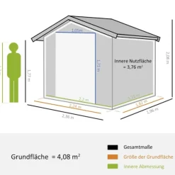 Vejrbestandigt haveskur med skydedøre
