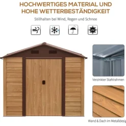 Vejrbestandigt haveskur med skydedøre