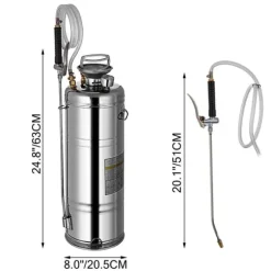 VEVOR Hånddrevet Sprøjte, 1-3,5 Gallon Kapacitet, Holdbart Rustfrit Stål,12L 3,5Gal