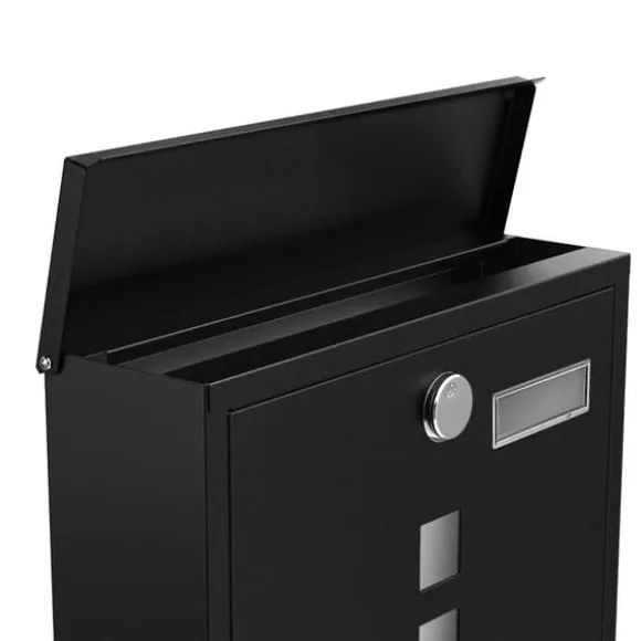 Vægbrevkasse – Med avisbakke og lås – Sort
