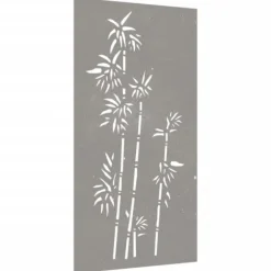 Väggdekoration i rosttrögt stål med bambudesign | Storlek: 105x55 cm | Färg: Brunt