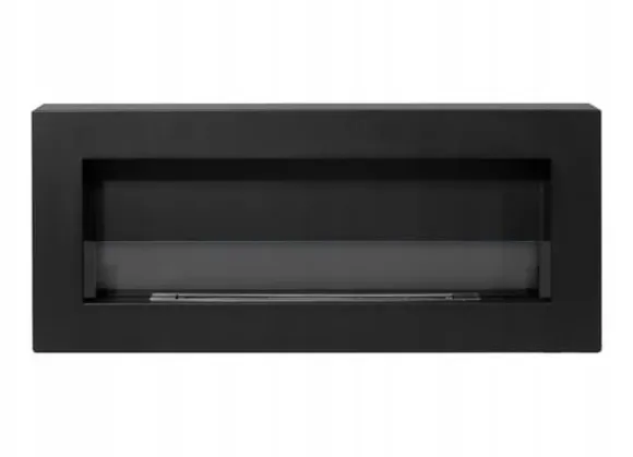 Væghængt biopejs med glas 90x40x12 cm Box Sort strukturmat