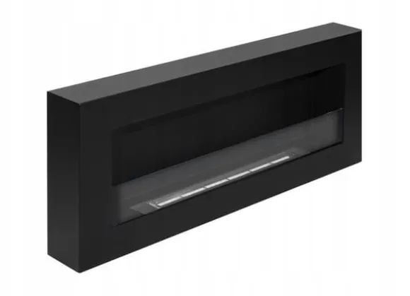 Væghængt biopejs med glas 90x40x12 cm Box Sort strukturmat