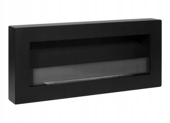 Væghængt biopejs med glas 90x40x12 cm Box Sort strukturmat