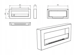Væghængt biopejs med glas 90x40x12 cm Box Sort strukturmat