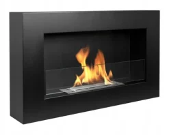 Væghængt biopejs med glas 65x40x12 cm BOX Flammeregulering Matsort