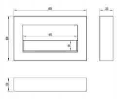 Væghængt biopejs med glas 65x40x12 cm BOX Flammeregulering Matsort