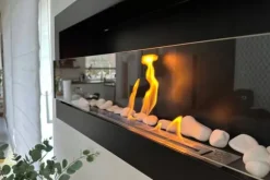 Væghængt biopejs med glas 90x40x12 cm Sort strukturmat