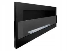 Væghængt biopejs med glas 90x40x12 cm Sort strukturmat