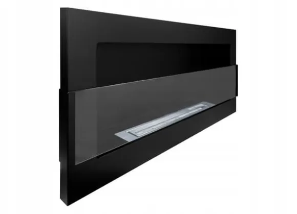 Væghængt biopejs med glas 90x40x12 cm Sort strukturmat