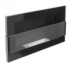 Væghængt biopejs med glas 65x40x12 cm Flammeregulering Sort højglans
