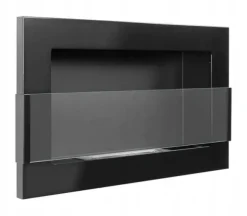 Væghængt biopejs med glas 65x40x12 cm Flammeregulering Sort højglans