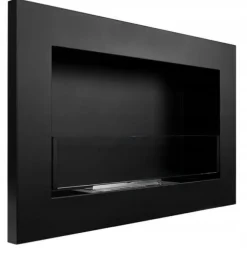 Væghængt biopejs med glas 65x40x12 cm Slank sort struktureret mat