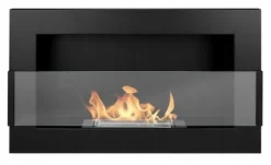 Væghængt biopejs med glas 65x40x12 cm Flammeregulering Matsort
