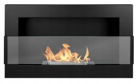 Væghængt biopejs med glas 65x40x12 cm Flammeregulering Matsort