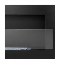 Væghængt biopejs med glas 65x40x12 cm Flammeregulering Matsort