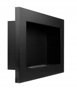 Væghængt biopejs 65x40x12 cm Flammeregulering Sort struktureret mat