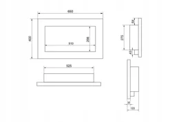 Væghængt biopejs 65x40x12 cm Flammeregulering Sort struktureret mat