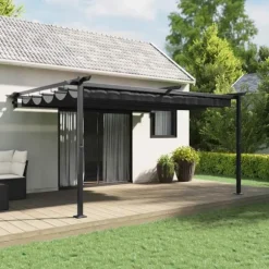 Væghængt pavillon med trækbart tag - Moderne antracit stål | Farve: Antracit | Størrelse: N/A