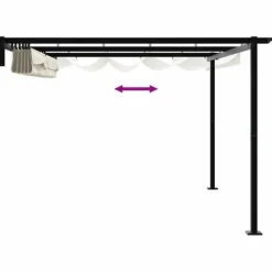 Væghængt Pavillon med Trækbart Tag - Moderne Stål | Farve: Creme