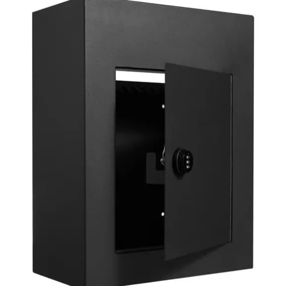 Vægmonteret dropbox 13x7x17" med kombinationslås, sort, sikkerhedsopbevaring