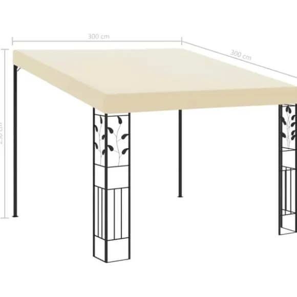 Vægmonteret havepavillon 3x3x2,5 m | Farve: Creme